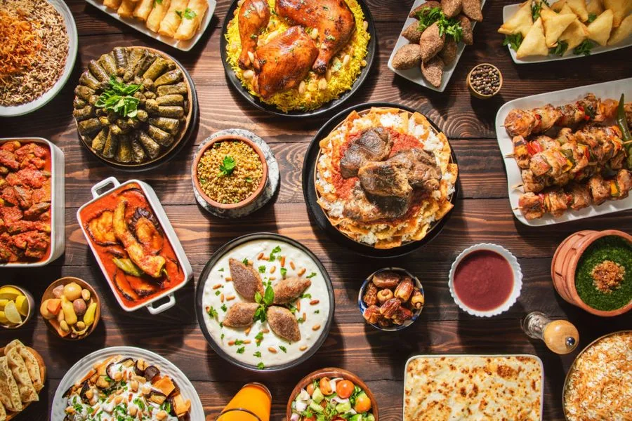 A spread of Egyptian and Arabic dishes